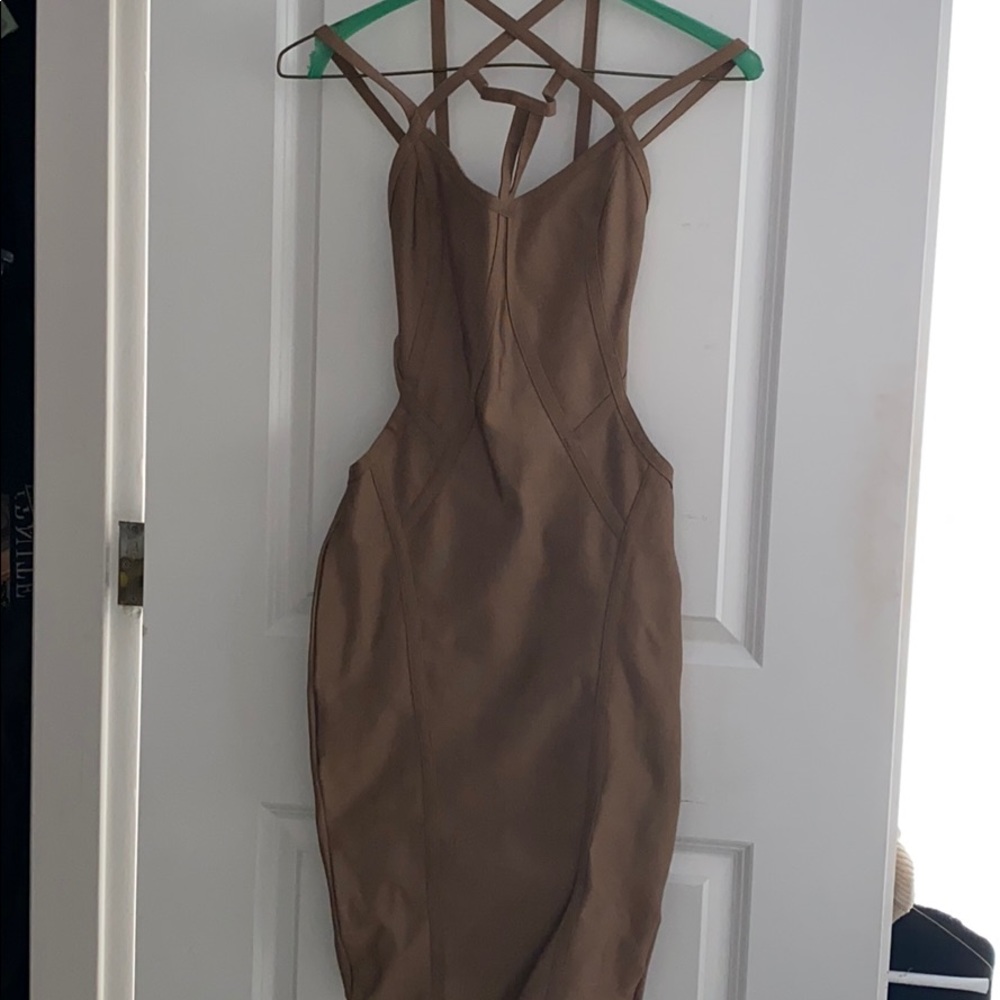 Brown bandage dress
